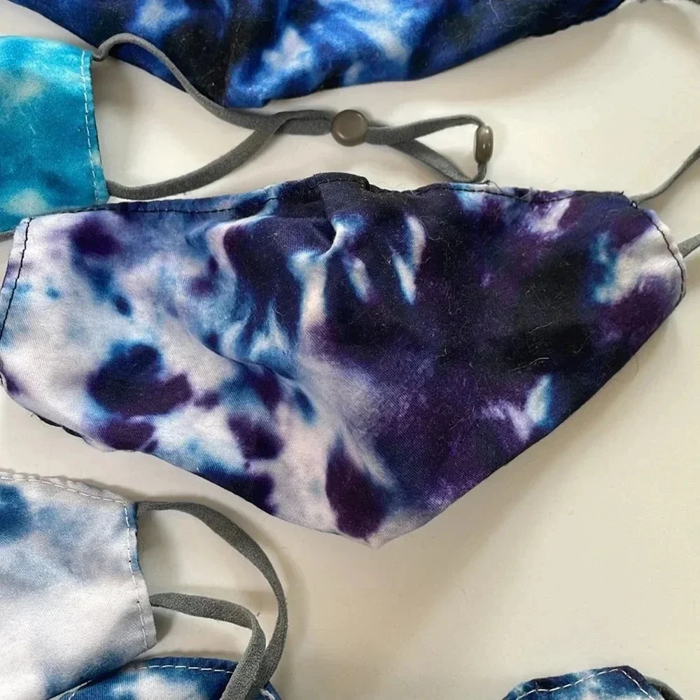 BUNDLE of 5 kids 100% cotton mask with adjustable straps. Tie dye.